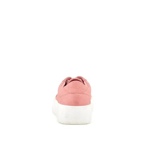 Rear view of pink Venice sneaker and white platform sole