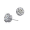 White gold-plated cubic zirconia stud earrings showing the round face, side setting, and post