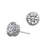 White gold-plated cubic zirconia stud earrings showing the round face, side setting, and post