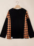 Women's Halloween Pumpkin Top - Plaid Patchwork Face - Twice The Charm Boutique