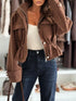 Women's drawstring button front jacket with pockets