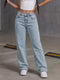 Light blue high-waisted acid wash jeans — product image 1