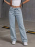 Light blue high-waisted acid wash jeans — product image 1