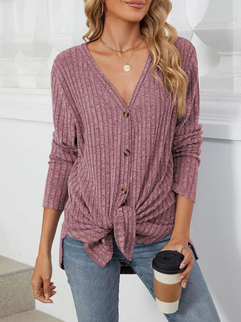 Lightweight ribbed button-up cardigan — product image 30