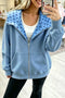 Light blue oversized polka dot zip up hoodie with pockets