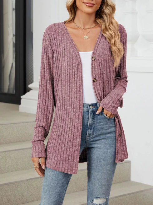 Lightweight ribbed button-up cardigan — product image 27
