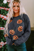 Women's Sequin Pumpkin Sweatshirt - Dark Gray Crewneck - Twice The Charm Boutique