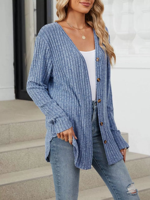 Lightweight ribbed button-up cardigan — product image 2