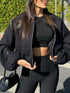 Women's Cropped Zip Up Jacket - Lined & Pocketed - Twice The Charm Boutique
