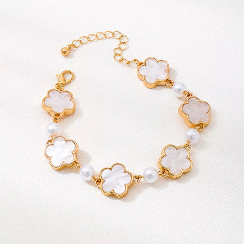 Gold-Plated Flower Bracelet - Adjustable Chain - Twice The Charm Boutique