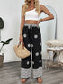 Black Printed Wide Leg Drawstring Pants - Twice The Charm Boutique