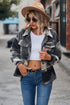 Women's printed collared button front jacket