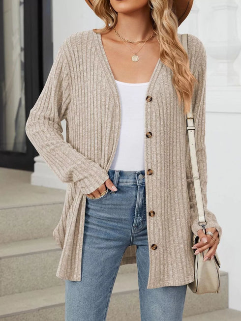 Lightweight ribbed button-up cardigan — product image 11
