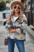 Women's printed collared button front jacket