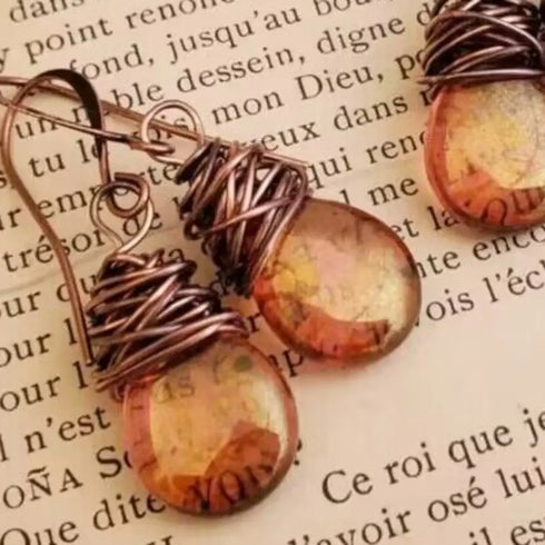 Gemstone Drop Earrings - Colorful Alloy Statement Pair - Twice The Charm Boutique