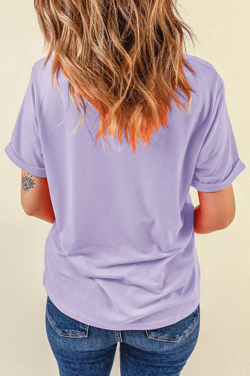 Women's Halloween Graphic Tee - Pink Purple Spooky Print - Twice The Charm Boutique