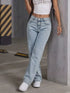 Light blue high-waisted acid wash jeans — product image 3