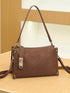 Brown Buckle-Detail Crossbody Bag: Brown rectangular bag, front product view