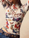 Butterfly Print Sheer Mesh Long Sleeve Top - product image 1