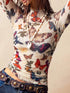 Butterfly Print Sheer Mesh Long Sleeve Top - product image 1