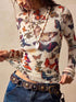 Butterfly Print Sheer Mesh Long Sleeve Top - product image 2
