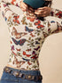 Butterfly Print Sheer Mesh Long Sleeve Top - product image 3