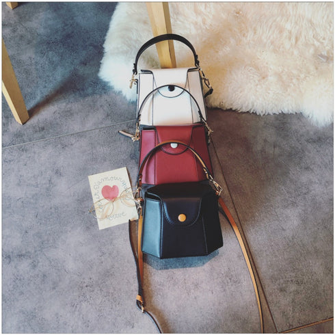 Mini bucket bag color assortment with top handles and long straps