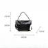 Black hobo bag dimension diagram labeled 44 cm wide and 13 cm deep