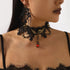 Halloween Skull Jewelry Set - Lace Necklace & Earrings - Twice The Charm Boutique