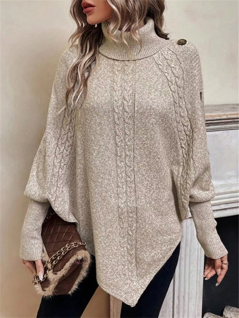 Cable Knit Turtleneck Cape Sweater - product image 1