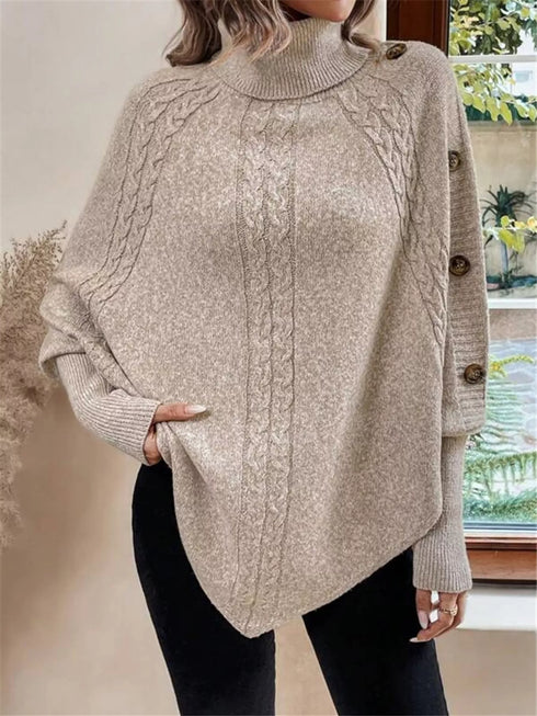 Cable Knit Turtleneck Cape Sweater - product image 2