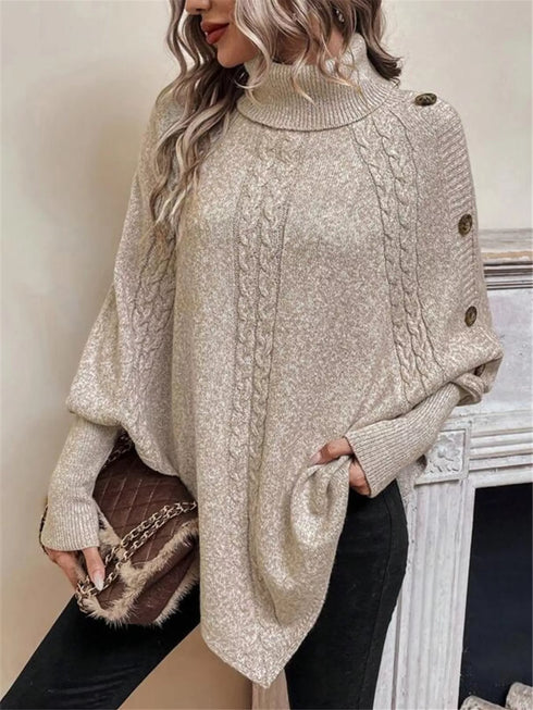 Cable Knit Turtleneck Cape Sweater - product image 4