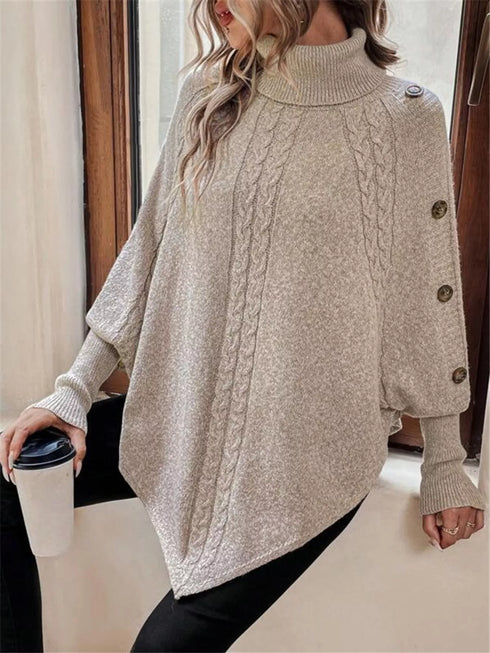Cable Knit Turtleneck Cape Sweater - product image 5