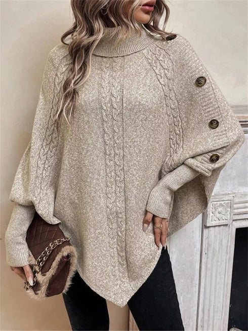 Cable Knit Turtleneck Cape Sweater - product image 6