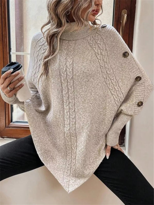 Cable Knit Turtleneck Cape Sweater - product image 7