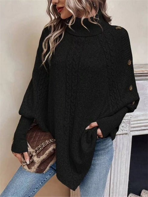 Cable Knit Turtleneck Cape Sweater - product image 9