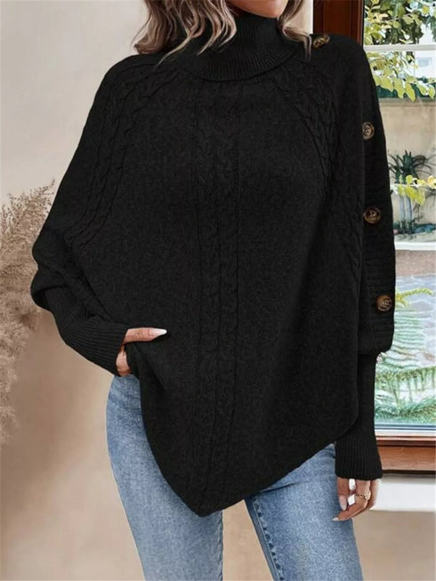 Cable Knit Turtleneck Cape Sweater - product image 10