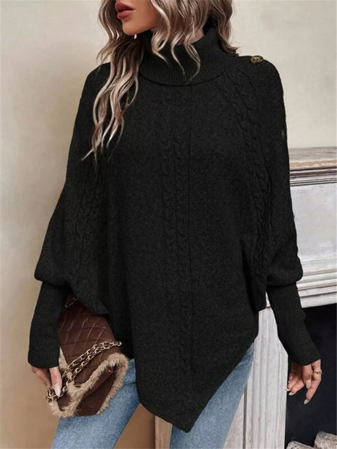Cable Knit Turtleneck Cape Sweater - product image 12