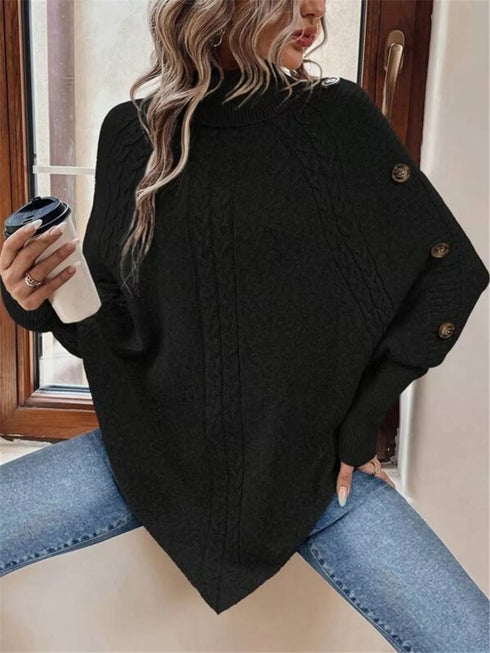 Cable Knit Turtleneck Cape Sweater - product image 13