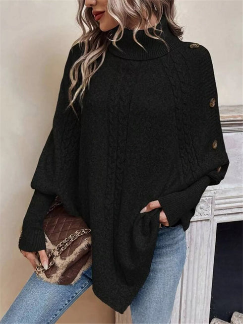 Cable Knit Turtleneck Cape Sweater - product image 15