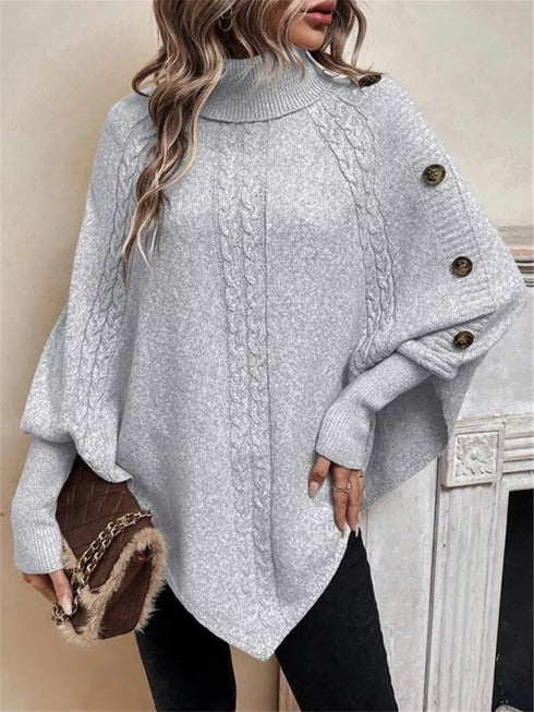 Cable Knit Turtleneck Cape Sweater - product image 16