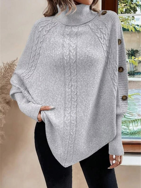 Cable Knit Turtleneck Cape Sweater - product image 19