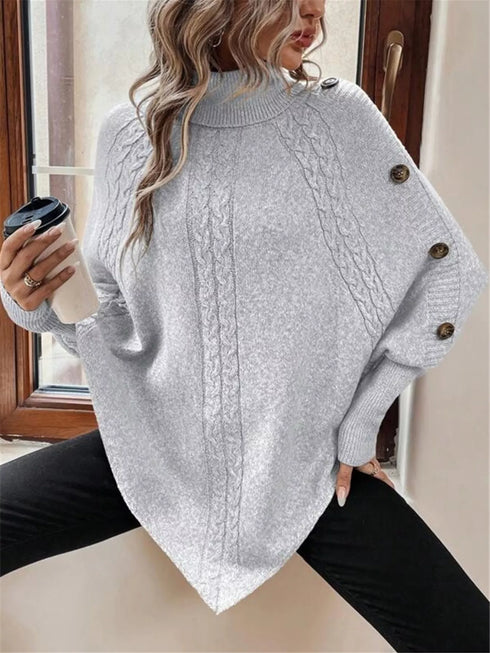 Cable Knit Turtleneck Cape Sweater - product image 20