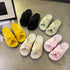 Five color options for ribbed fleece bow slide slippers
