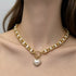 Chunky Pearl Heart Pendant Necklace