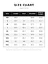 Supplier denim jacket size chart with garment measurements in inches