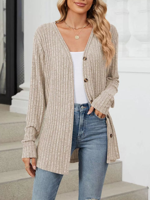 Lightweight ribbed button-up cardigan — product image 7