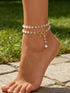 Pearl Bow Anklet - Crystal Accent Gold-Plated Style - Twice The Charm Boutique