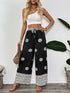 Black Printed Wide Leg Drawstring Pants - Twice The Charm Boutique