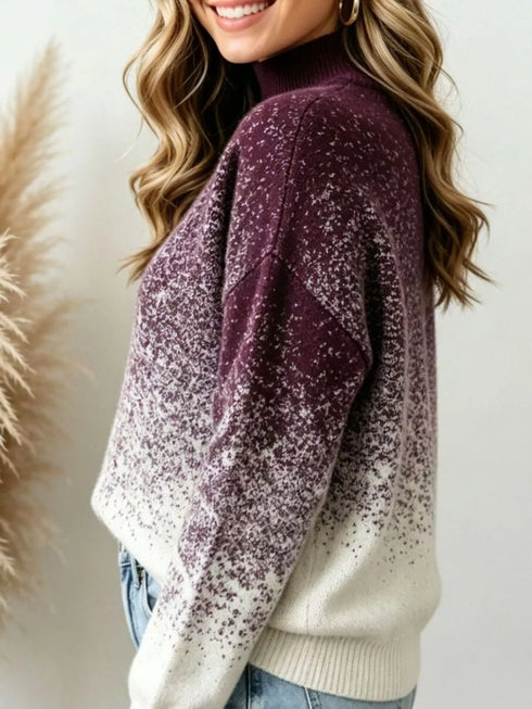 Gradient Turtleneck Sweater - Stretchy Long Sleeve - Twice The Charm Boutique